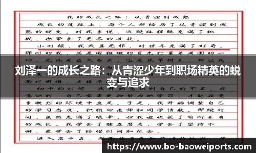 刘泽一的成长之路：从青涩少年到职场精英的蜕变与追求